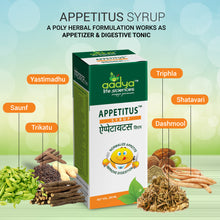 Appetitus Syrup, A Herbal Digestive Tonic and Appetizer for All Ages, Helpful in Loss of Appetite, Indigestion & Flatulence - Aadya Life Sciences