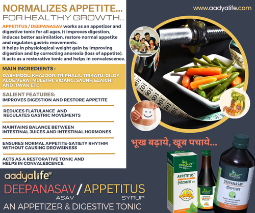 Appetitus Syrup, A Herbal Digestive Tonic and Appetizer for All Ages, Helpful in Loss of Appetite, Indigestion & Flatulence