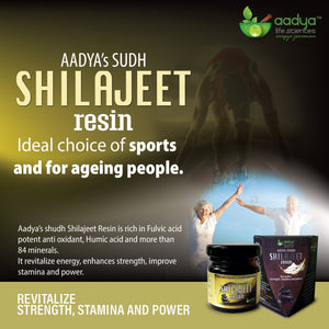 Pure Shudh Shilajeet Resin that revitalizes energy, enhances strength, and improves stamina and power - Aadya Life Sciences