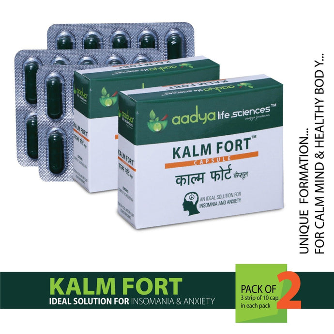 Kalm Fort , A Herbal capsules for Anxiety, Depression, Stress reliever and Sleeplessness - Aadya Life Sciences